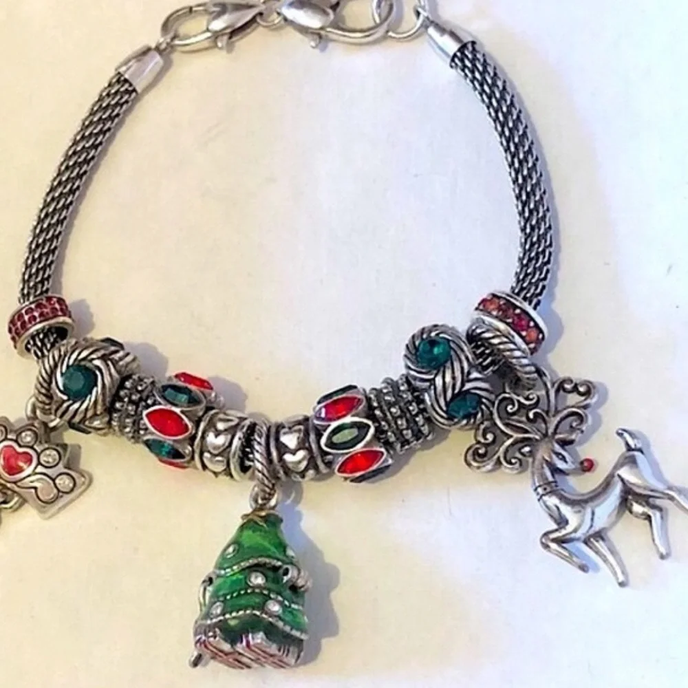 🎄Brighton Navette Spacer in Multi with Red & green oval-shape crystals Retired - Picture 5 of 7